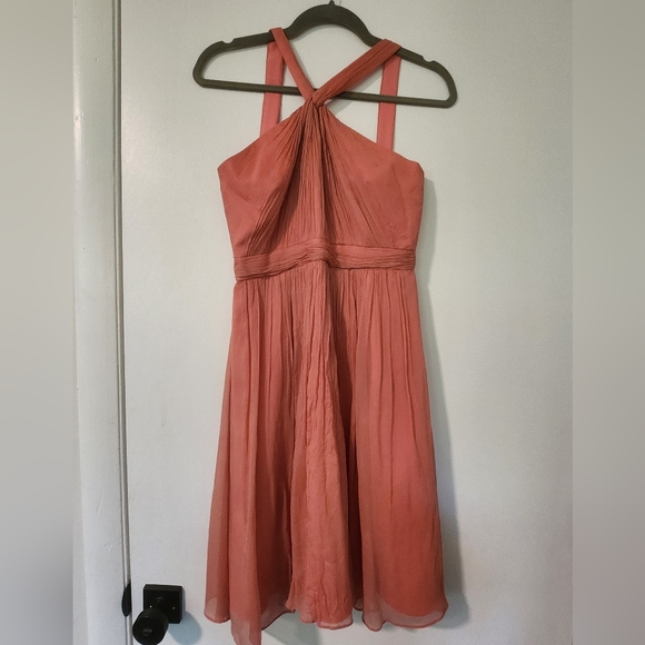 J crew coral Sinclair silk chiffon dress size 00 - Picture 1 of 3